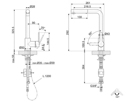Køkkenarmatur MID1MN 32,5 cm Mat Sort