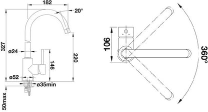 Køkkenarmatur Mida 32,7 cm Krom med Drejetud