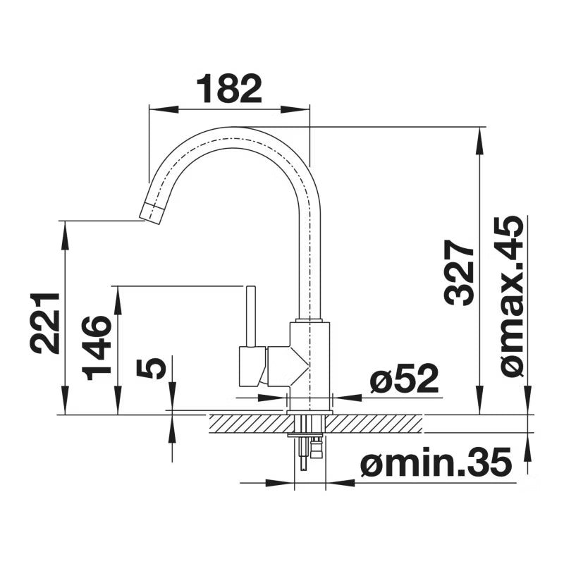 Køkkenarmatur Mida 32,7 cm Krom med Drejetud