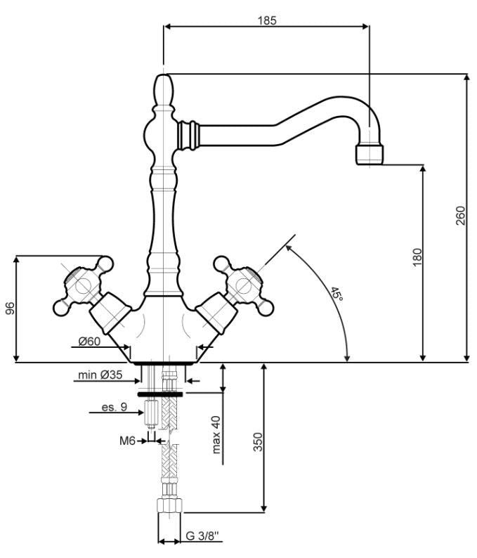 Køkkenarmatur MIR8O 26 cm Messing