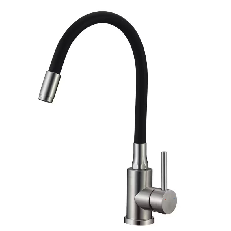 Køkkenarmatur Navira med Fleksibel Tud Børstet Stål og Sort