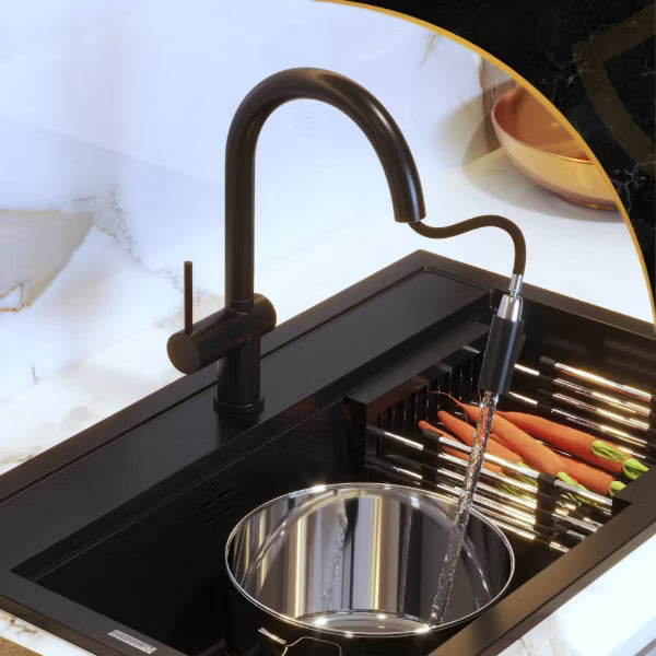 Køkkenarmatur Naya med Udtræk Sort