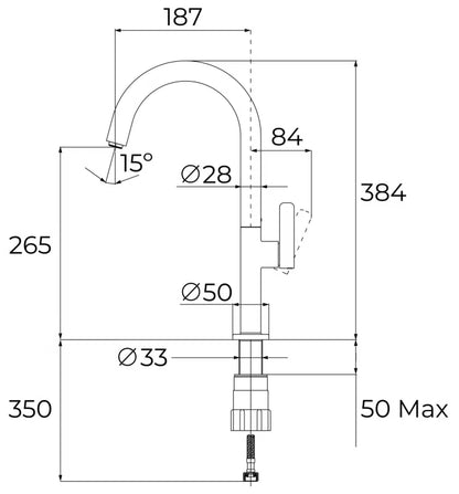 Køkkenarmatur Oval 915 Sort