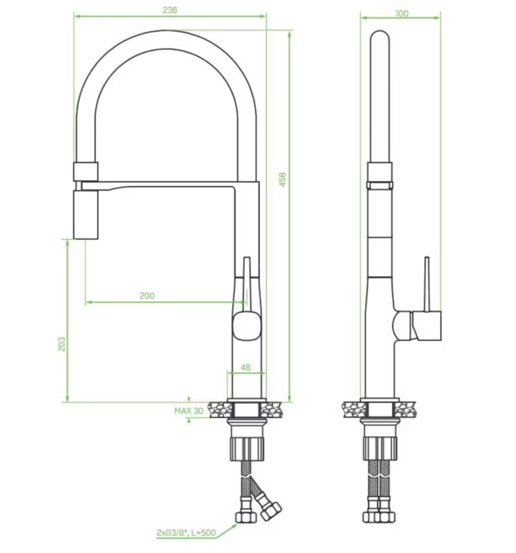 Køkkenarmatur Pola med Fleksibel Tud Sort Mat