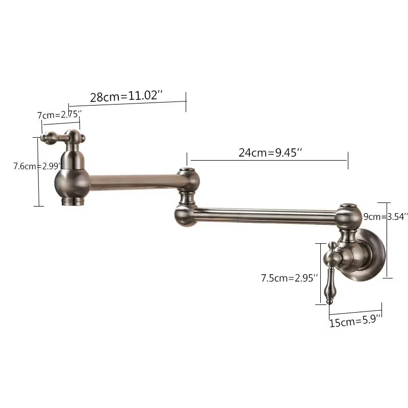 Køkkenarmatur Pot Filler Væghængt Messing 56 cm