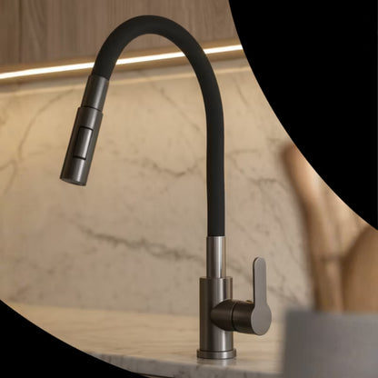 Køkkenarmatur Reno Fleksibel Tud Gun Metal Sort