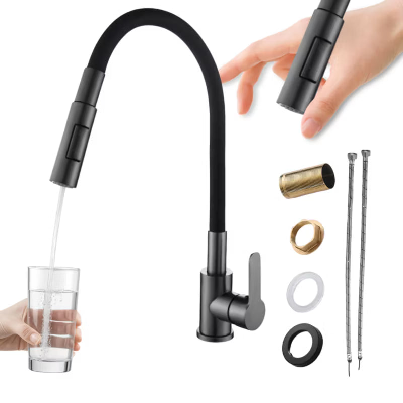 Køkkenarmatur Reno Fleksibel Tud Gun Metal Sort