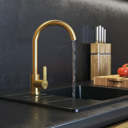 Køkkenarmatur Rund Tud Børstet Guld