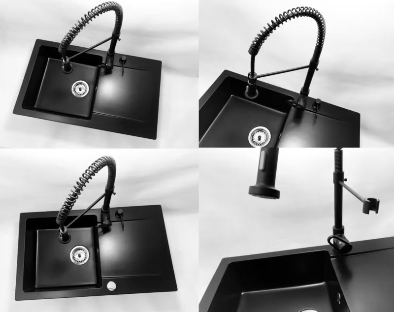 Køkkenarmatur Spiral med Udtrækstud Sort