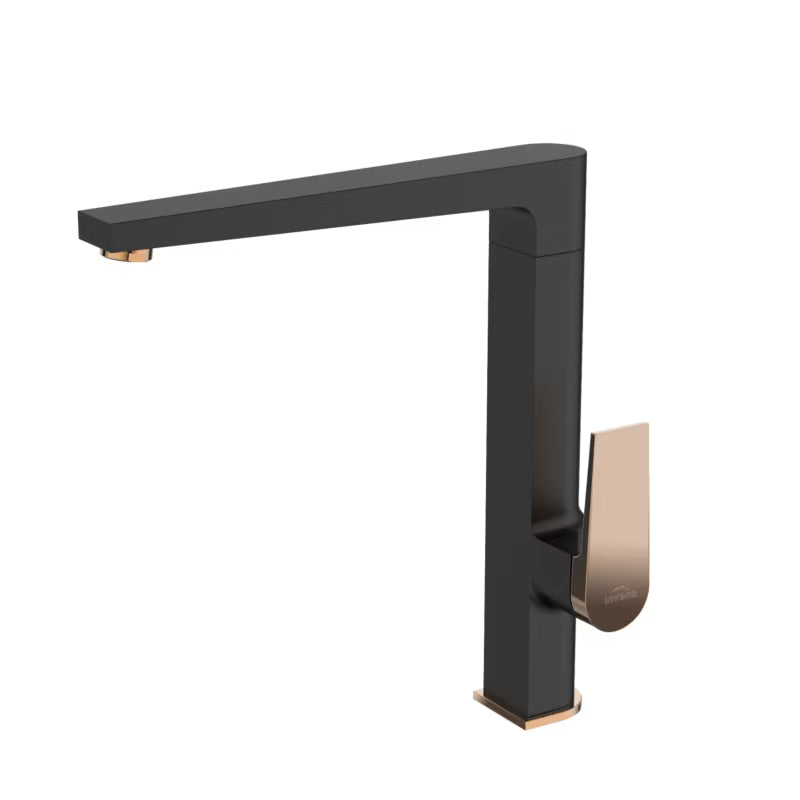 Køkkenarmatur Stående Midnight Sort med Rose Gold