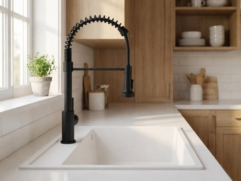 Køkkenarmatur TORSIVA Sort Mat med Udtrækstud