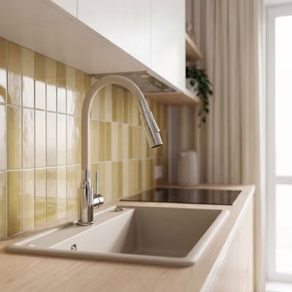 Køkkenarmatur Velia Fleksibel Tud Krom Beige
