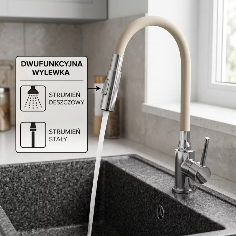 Køkkenarmatur Velia Fleksibel Tud Krom Beige