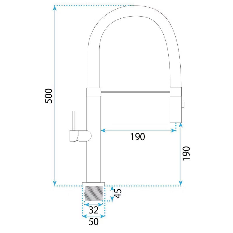Køkkenarmatur Viera 19x5x50 cm Sort Mat