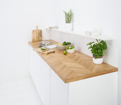Køkkenbordplade Chevron 63,5x240 cm Natur Eg Oliebehandlet