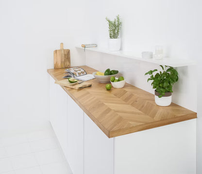 Køkkenbordplade Chevron 63,5x240 cm Natur Eg Oliebehandlet