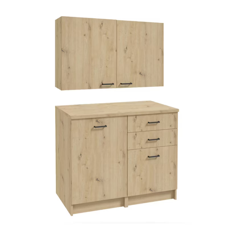 Køkkenelement Sæt 100x60 cm Egetræ Artisan med Bordplade