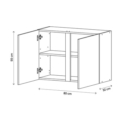 Køkkenoverskab 80 cm Hvid