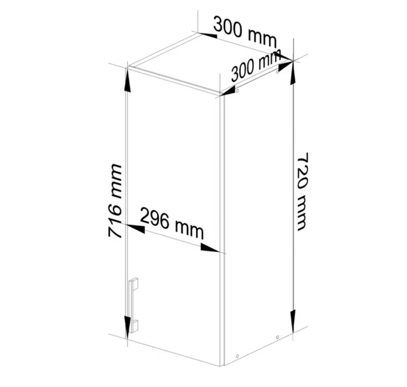 Køkkenoverskab Lima 30x72 cm Sonoma Eg Hvid