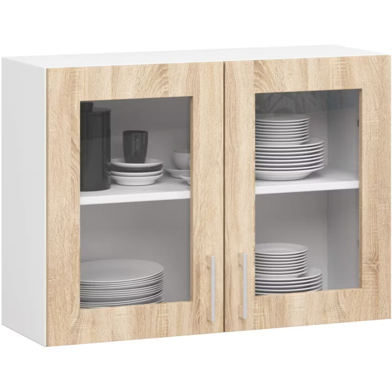 Køkkenoverskab Lima 80 cm Hvid Sonoma Eg