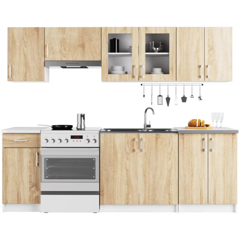 Køkkenoverskab Lima 80 cm Hvid Sonoma Eg