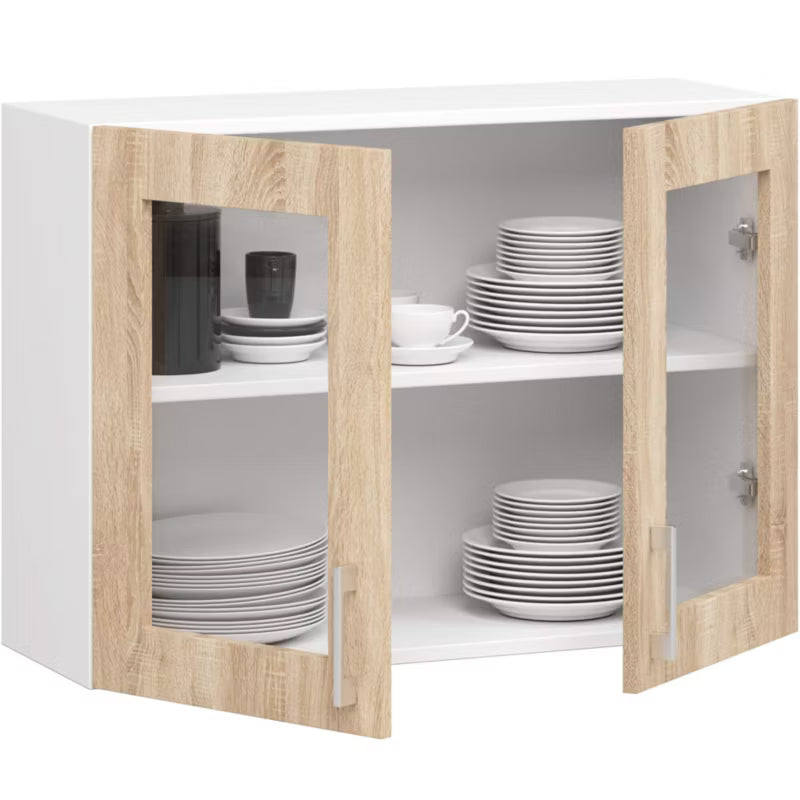 Køkkenoverskab Lima 80 cm Hvid Sonoma Eg