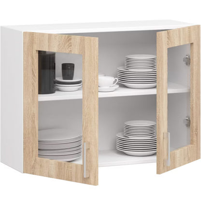 Køkkenoverskab Lima 80 cm Hvid Sonoma Eg
