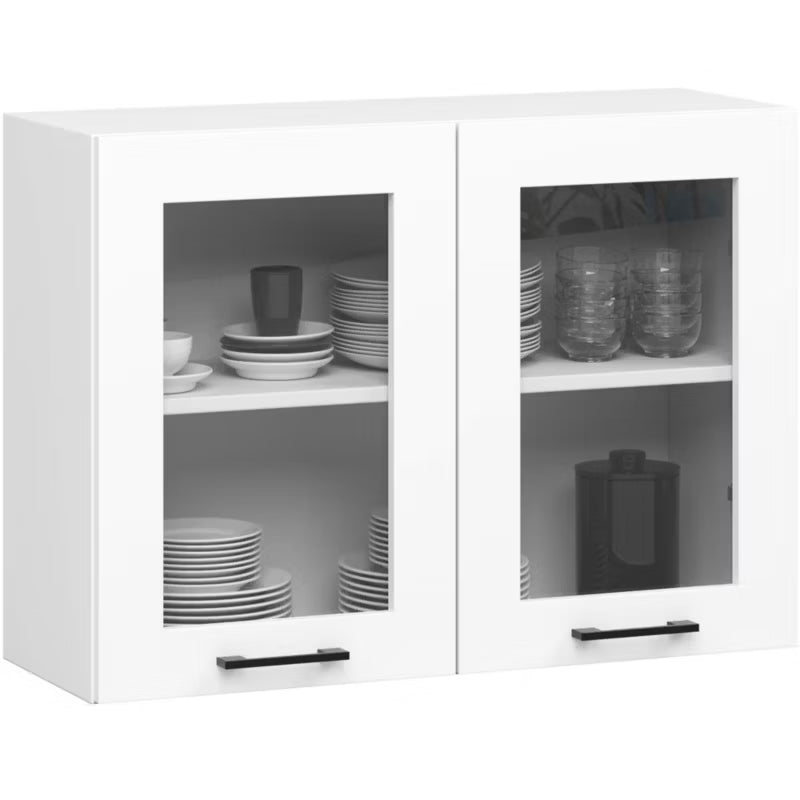 Køkkenoverskab Vitrine 80 cm Hvid Mat