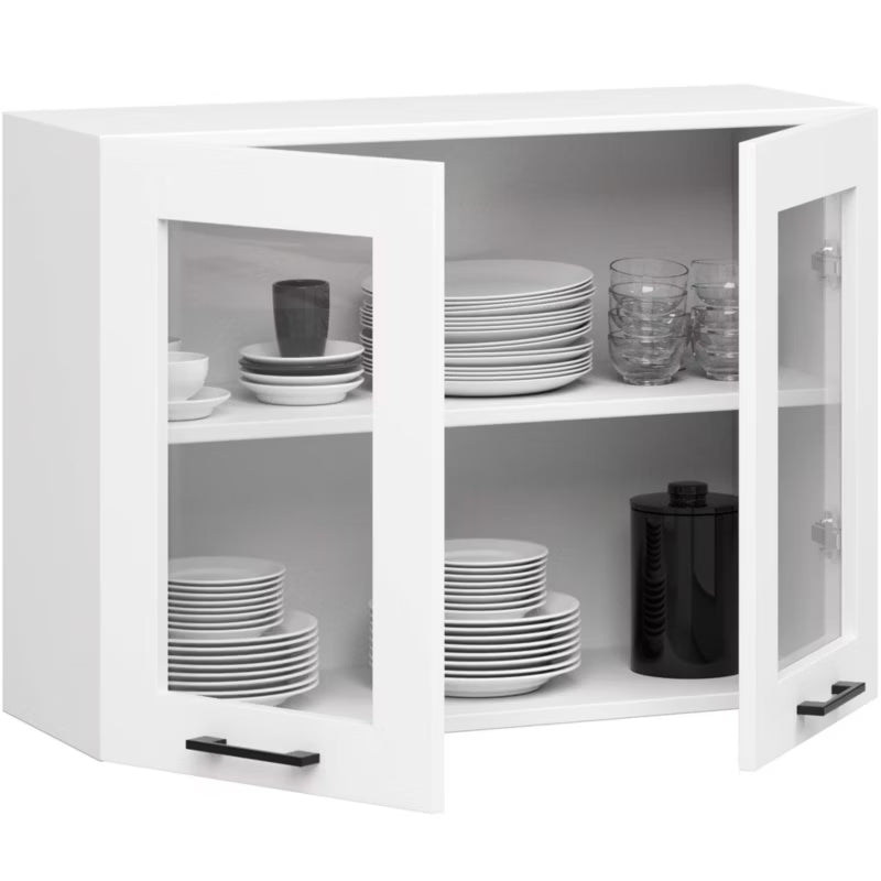 Køkkenoverskab Vitrine 80 cm Hvid Mat