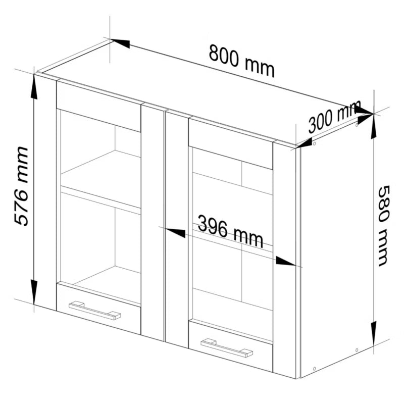 Køkkenoverskab Vitrine 80 cm Hvid Mat
