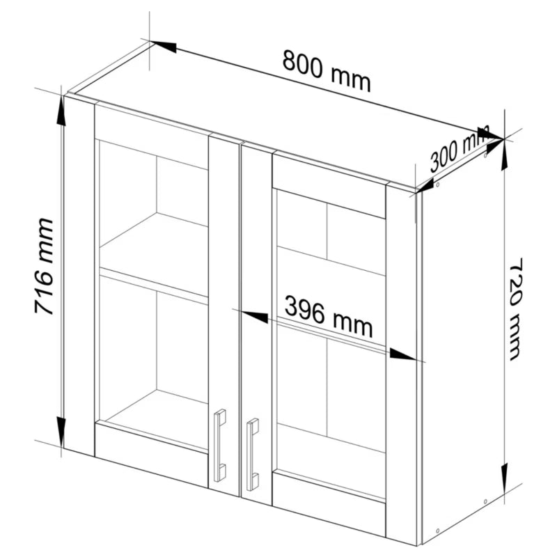Køkkenoverskab Vitrine 80x72 cm Hvid Sonoma Eg