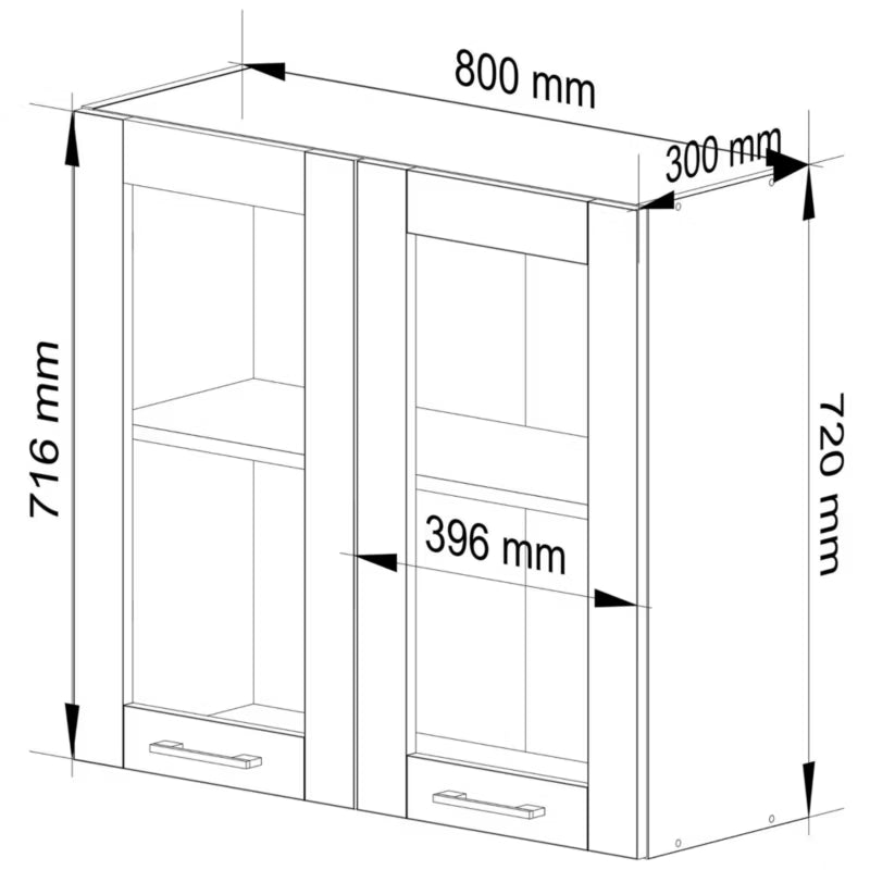 Køkkenoverskab Vitrine Oliwia 80x72 cm 2 Låger