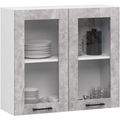 Køkkenoverskab Vitrine Oliwia 80x72 cm Hvid Beton Mat