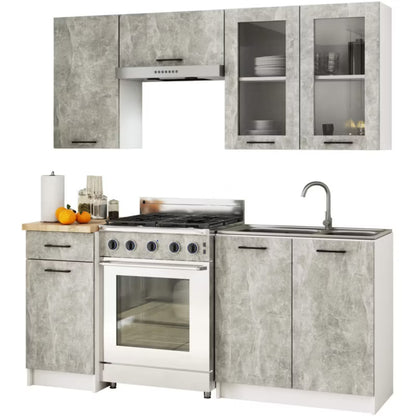 Køkkenoverskab Vitrine Oliwia 80x72 cm Hvid Beton Mat