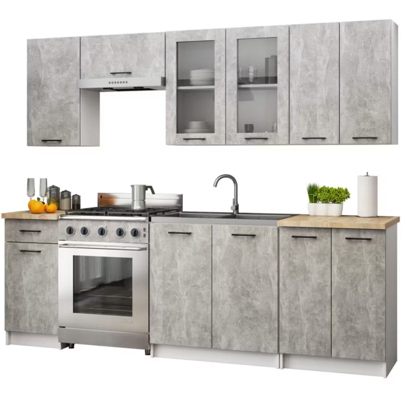 Køkkenoverskab Vitrine Oliwia 80x72 cm Hvid Beton Mat