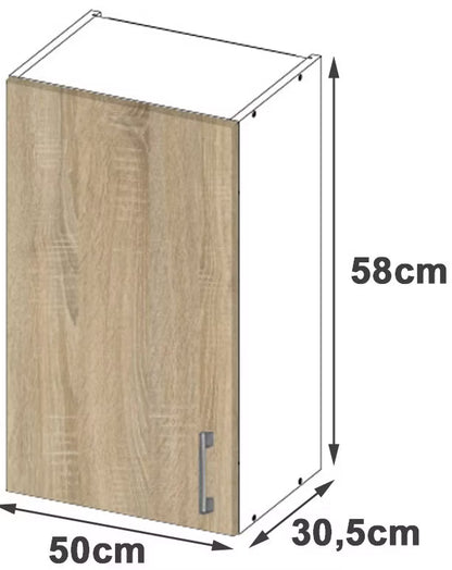 Køkkenoverskab W50 50x30,5 cm Sonoma Eg og Hvid
