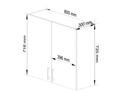 Køkkenoverskab W80 80 cm Sonoma Eg og Hvid