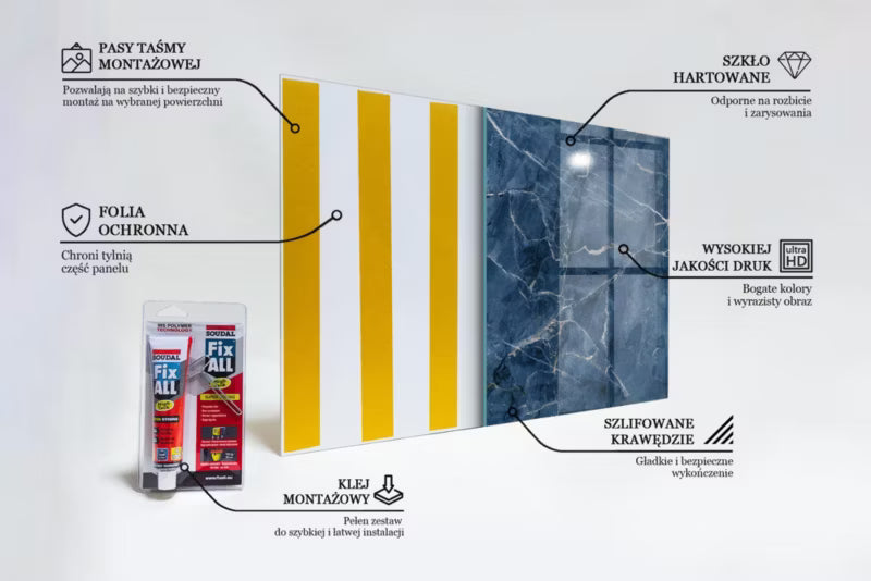 Køkkenpanel 100x50 cm Blå Marmor Glas