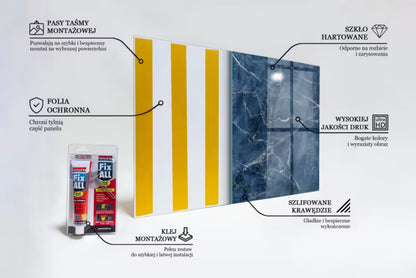 Køkkenpanel 100x50 cm Blå Marmor Glas