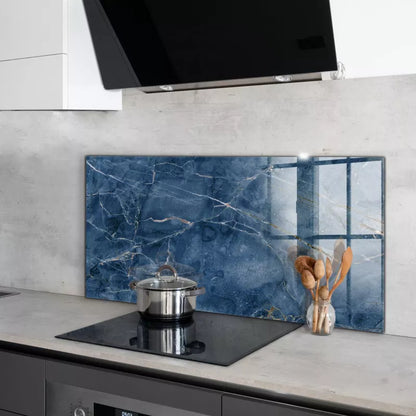 Køkkenpanel 100x50 cm Blå Marmor Glas