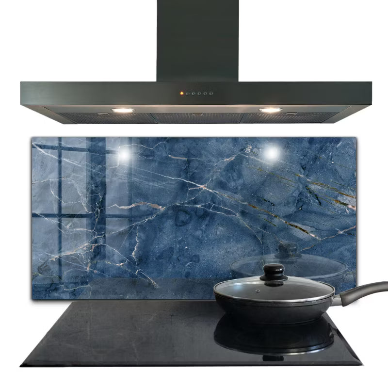 Køkkenpanel 100x50 cm Blå Marmor Glas