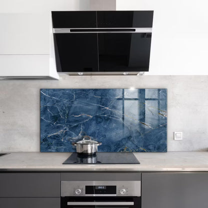 Køkkenpanel 100x50 cm Blå Marmor Glas
