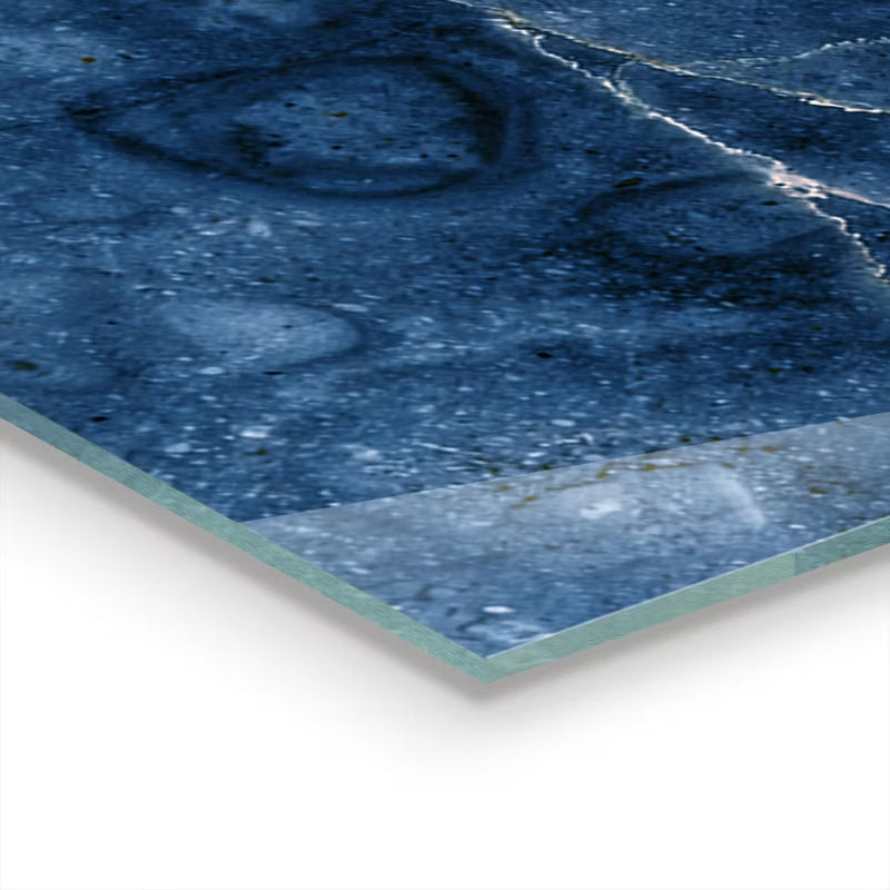 Køkkenpanel 100x50 cm Blå Marmor Glas