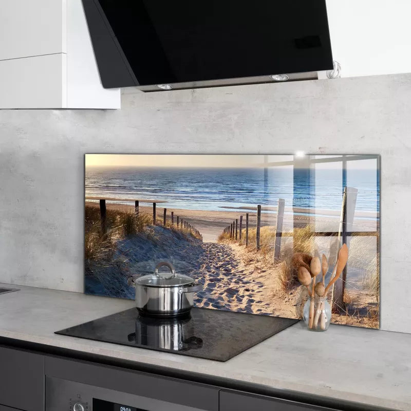 Køkkenpanel 100x50 cm Hærdet Glas Beige