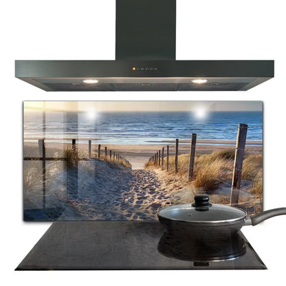 Køkkenpanel 100x50 cm Hærdet Glas Beige