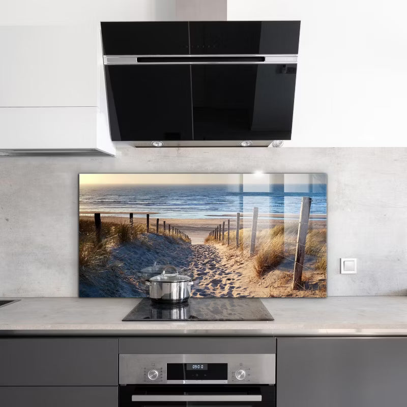 Køkkenpanel 100x50 cm Hærdet Glas Beige