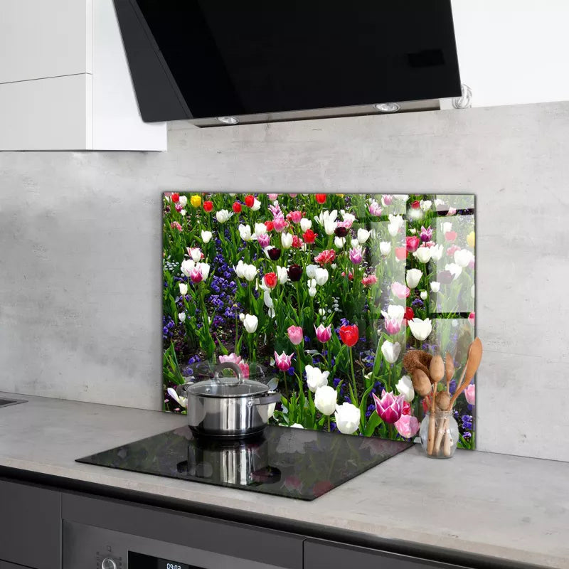 Køkkenpanel 100x70 cm Sommerblomster Hærdet Glas
