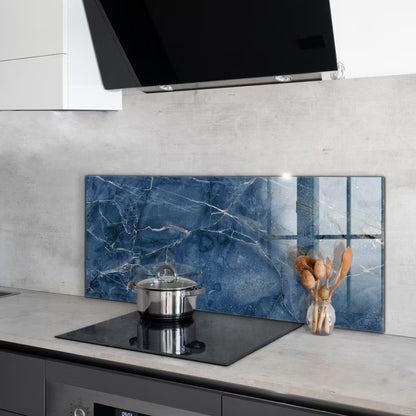 Køkkenpanel 125x50 cm Blå Marmor Glas