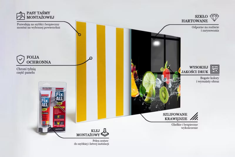Køkkenpanel 125x50 cm Glas Frugt Flerfarvet
