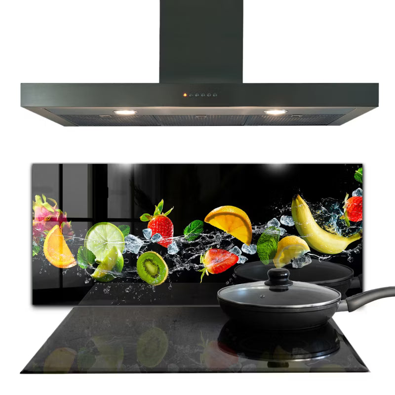 Køkkenpanel 125x50 cm Glas Frugt Flerfarvet